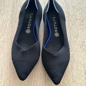 Rothy’s The Point in Solid Black Ballet Flat Shoes Sustainable Knit - 11